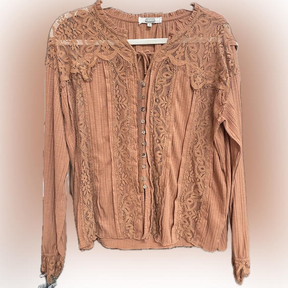 Long sleeve burnt orange blouse size S - Picture 1 of 2